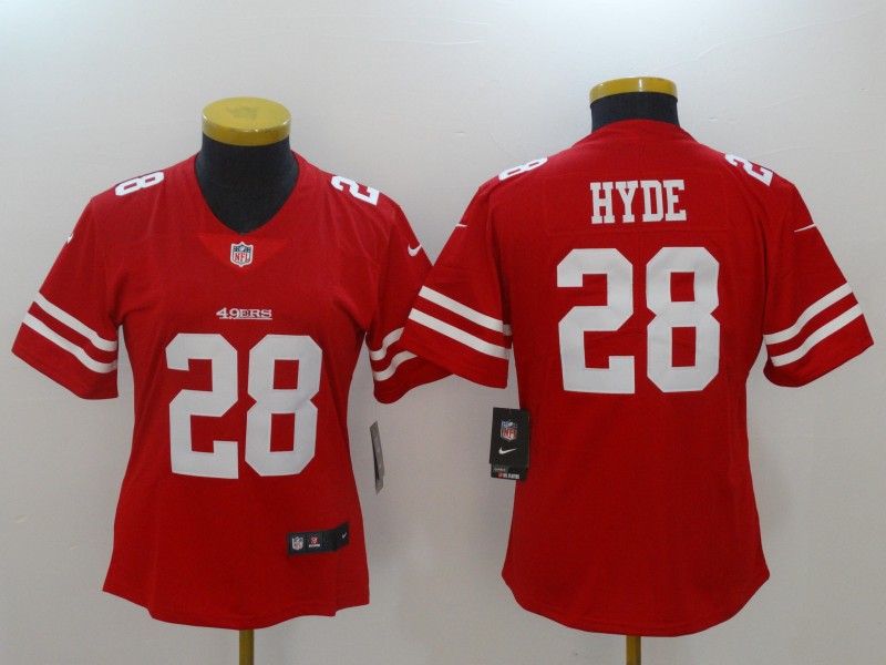 Nike 49ers 28 Carlos Hyde Red Women Vapor Untouchable Player Limited Jersey