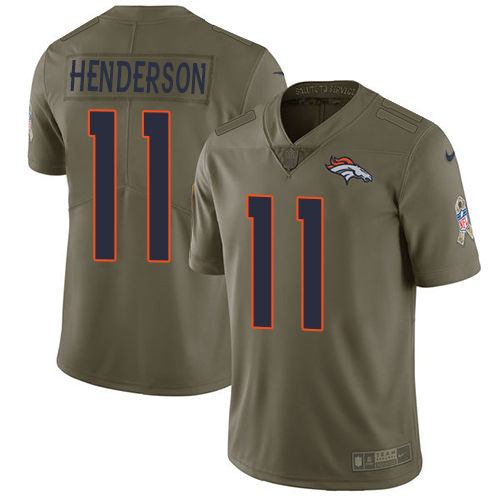 Nike Broncos 11 Carlos Henderson Olive Salute To Service Limited Jersey