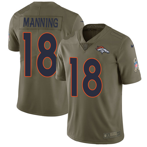 Nike Broncos 18 Peyton Manning Olive Salute To Service Limited Jersey