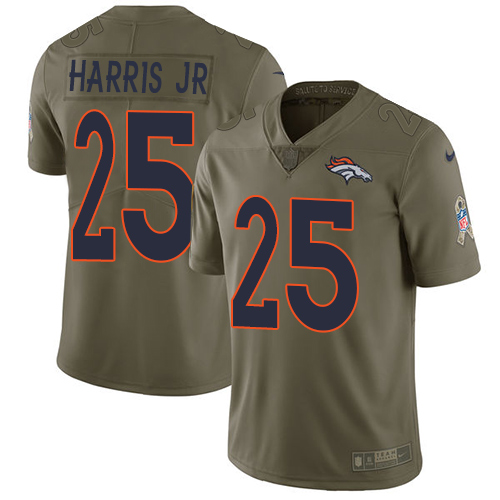 Nike Broncos 25 Chris Harris Jr Olive Salute To Service Limited Jersey