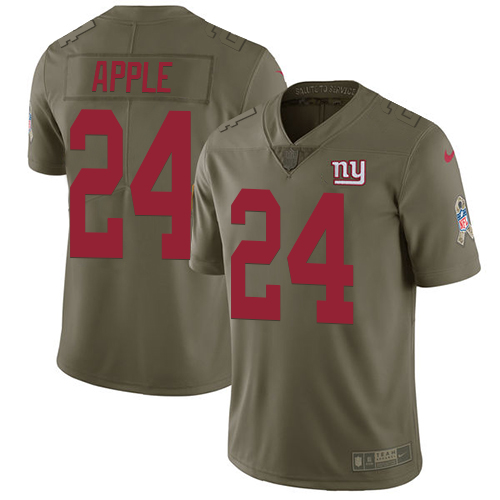 Nike Giants 24 Eli Apple Olive Salute To Service Limited Jersey