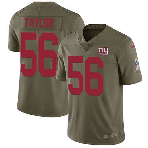 Nike Giants 56 Lawrence Taylor Olive Salute To Service Limited Jersey