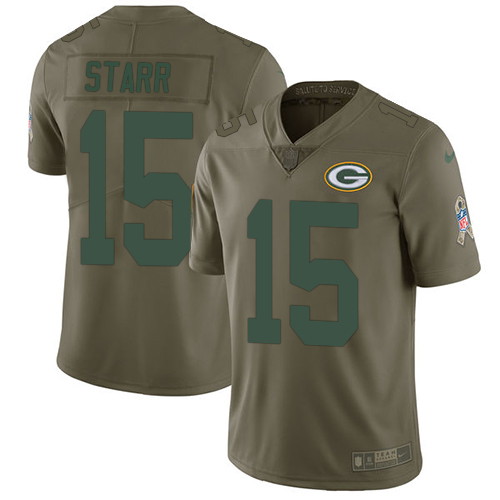 Nike Packers 15 Bart Starr Olive Salute To Service Limited Jersey