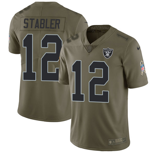 Nike Raiders 12 Ken Stabler Olive Salute To Service Limited Jersey