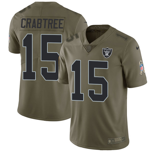 Nike Raiders 15 Michael Crabtree Olive Salute To Service Limited Jersey