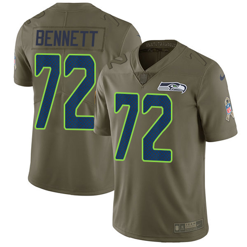 Nike Seahawks 72 Michael Bennett Olive Salute To Service Limited Jersey