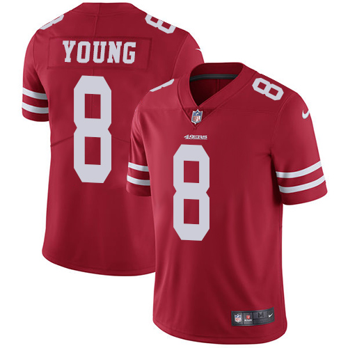 Nike 49ers 8 Steve Young Red Youth Vapor Untouchable Player Limited Jersey