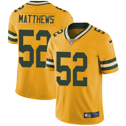 Nike Packers 52 Clay Matthews Yellow Youth Vapor Untouchable Player Limited Jersey