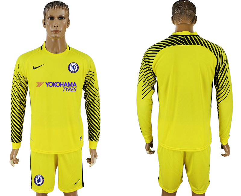 2017-18 Chelsea Yellow Long Sleeve Goalkeeper Soccer Jersey