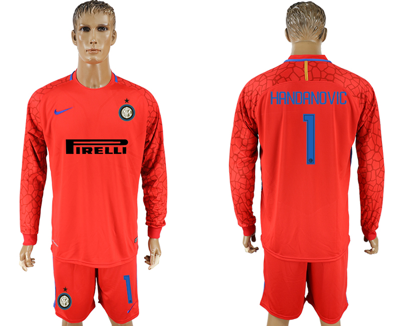 2017-18 Inter Milan 1 HANDANOVIC Red Long Sleeve Goalkeeper Soccer Jersey
