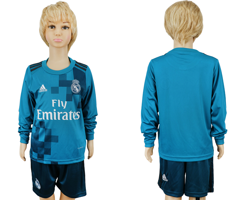 2017-18 Real Madrid Third Away Youth Long Sleeve Soccer Jersey