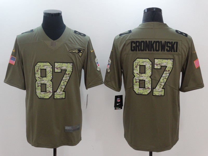 Nike Patriots 87 Rob Gronkowski Olive Camo Salute To Service Limited Jersey