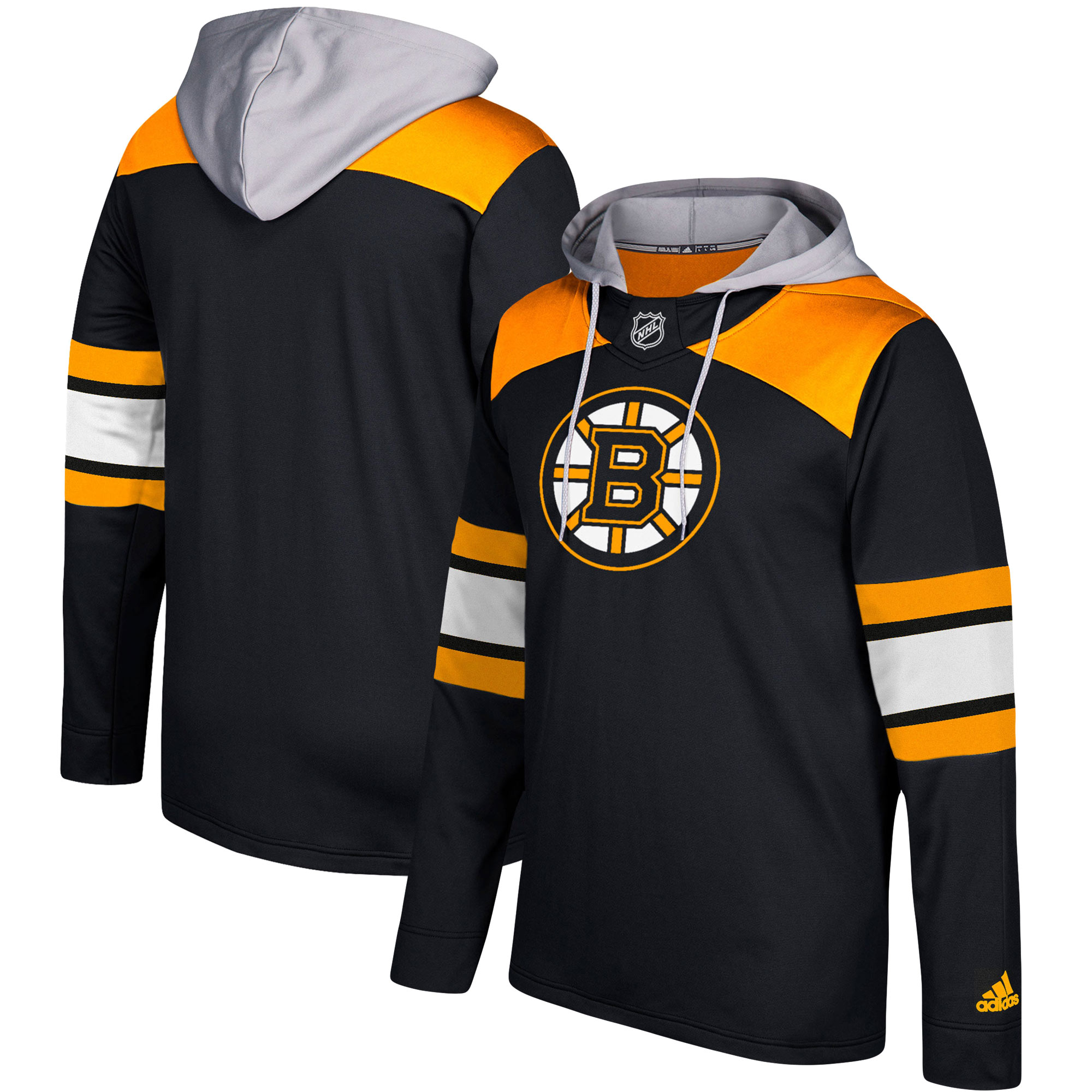 Men's Boston Bruins Adidas Black/Silver Jersey Pullover Hoodie