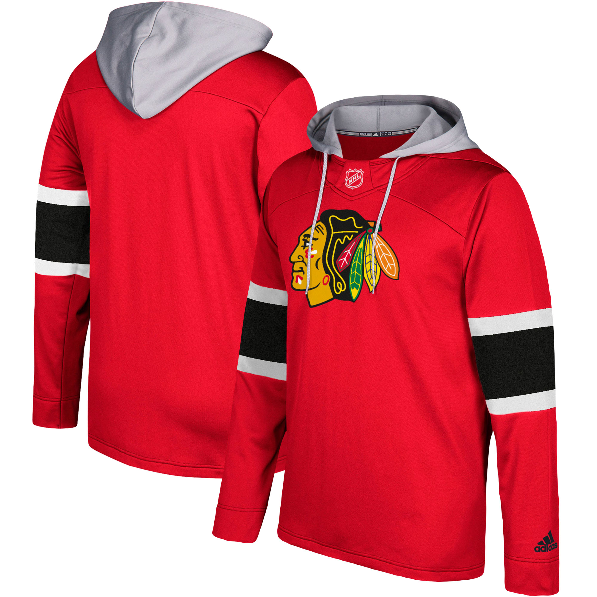 Men's Chicago Blackhawks Adidas Red/Silver Jersey Pullover Hoodie