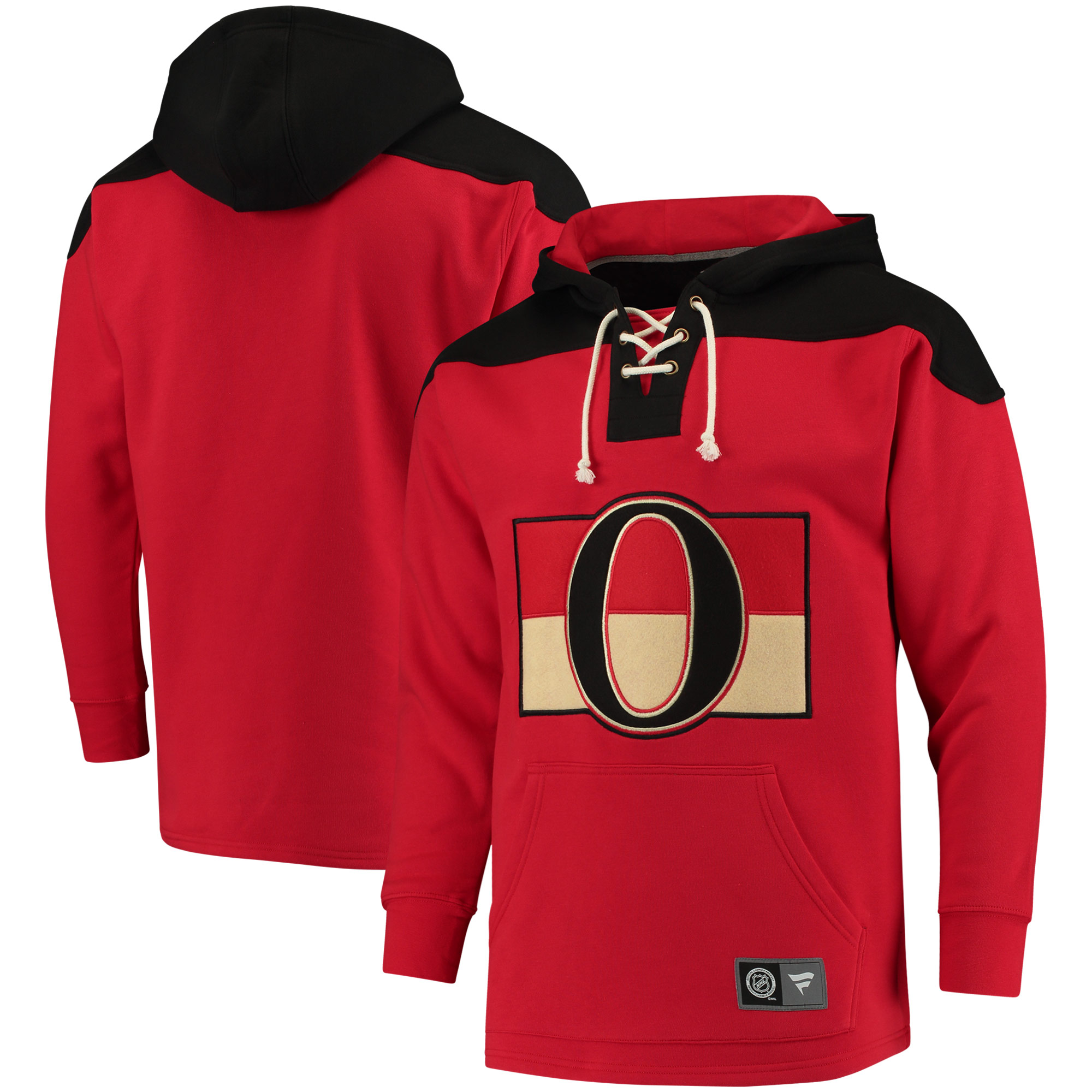 Men's Ottawa Senators Fanatics Branded Red/Black Breakaway Lace Up Hoodie