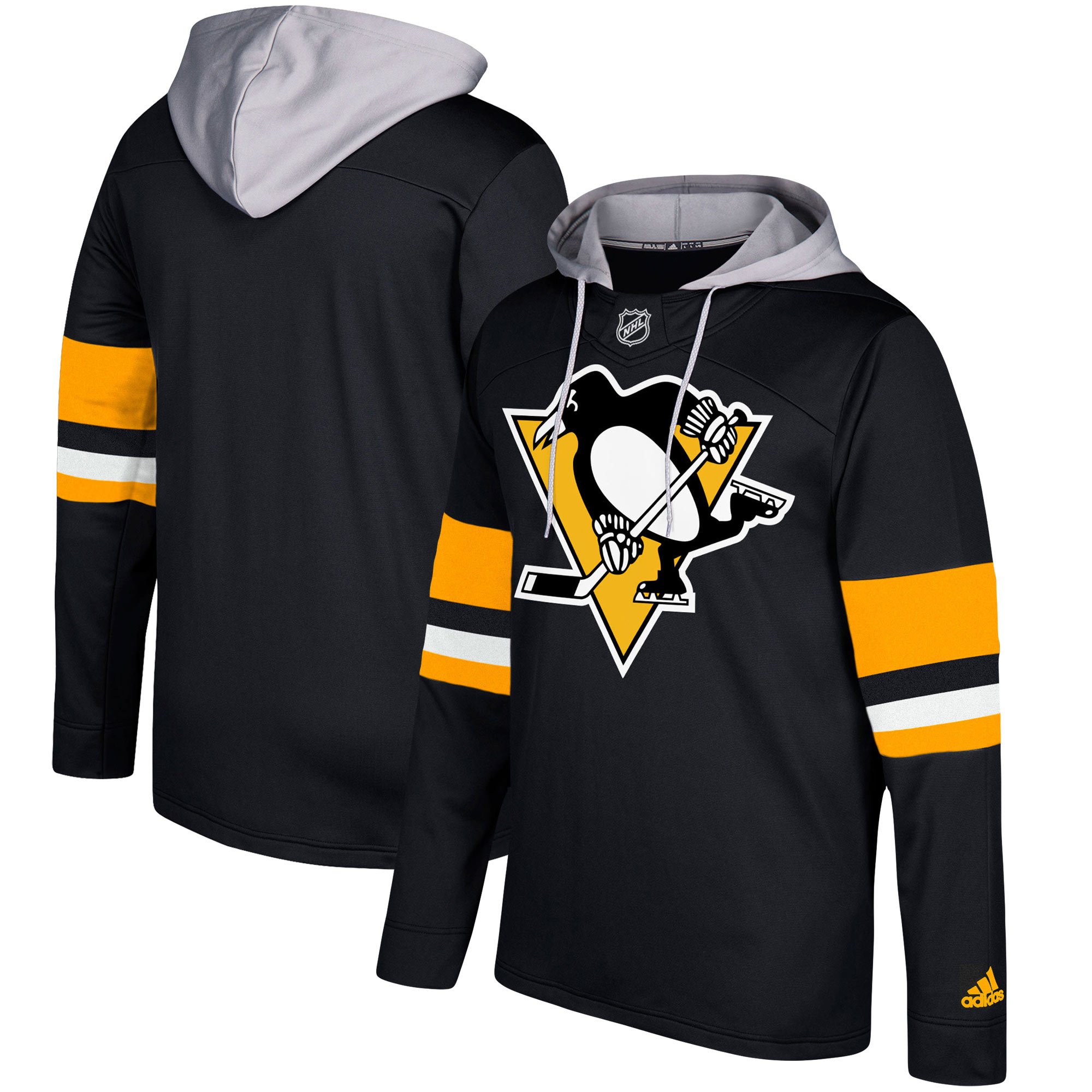 Men's Pittsburgh Penguins Adidas Black/Silver Jersey Pullover Hoodie