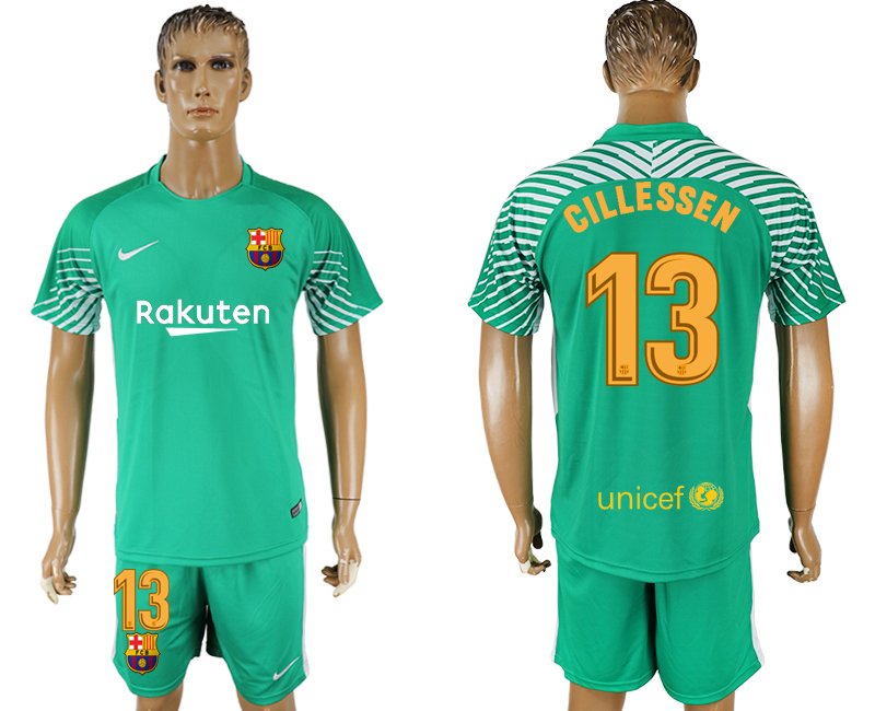 2017-18 Barcelona 13 CILLESSEN Green Goalkeeper Soccer Jersey