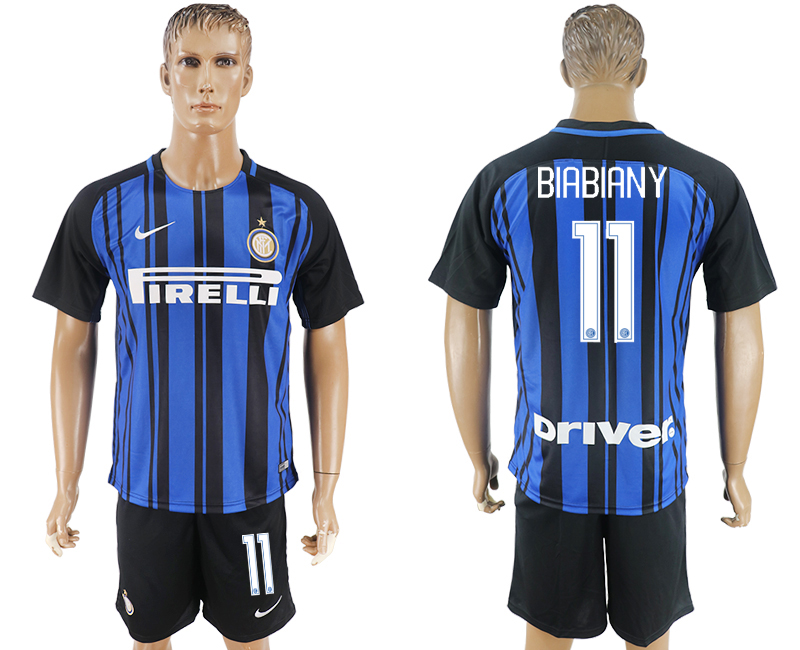 2017-18 Inter Milan 11 BIABIANY Home Soccer Jersey
