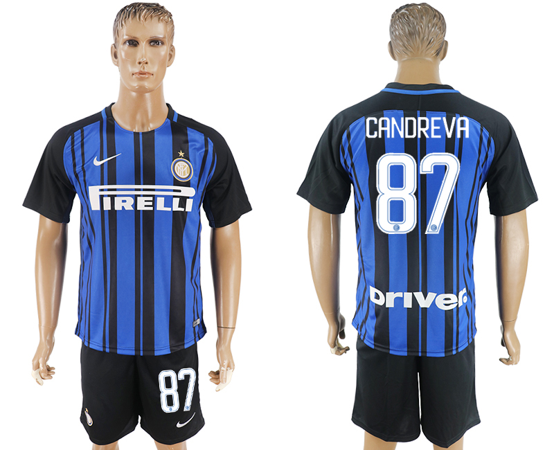 2017-18 Inter Milan 87 CANDREVA Home Soccer Jersey