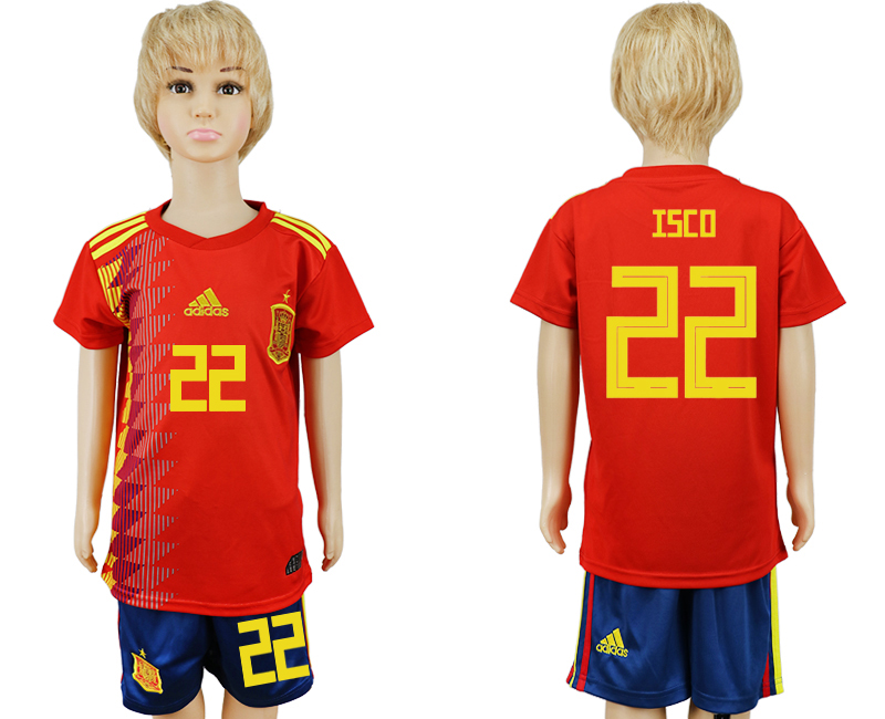 Spain 22 ISCO Youth Home 2018 FIFA World Cup Soccer Jersey
