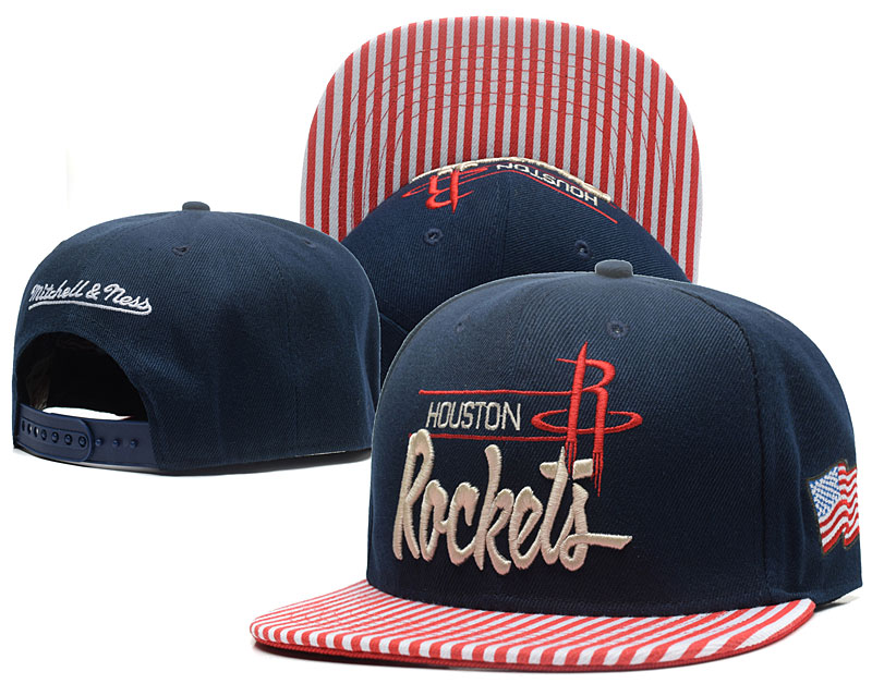 Rockets Team Logo Navy Mitchell & Ness Adjustable Hat GS