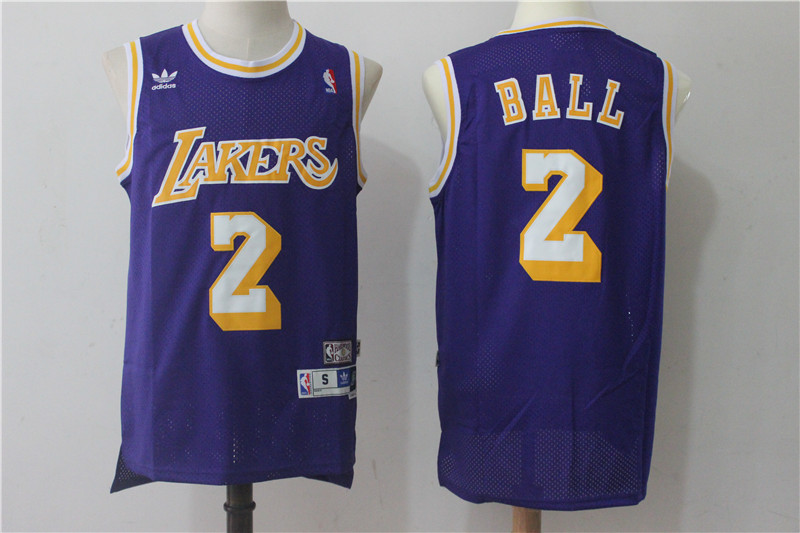 Lakers 2 Lonzo Ball Purple Hardwood Classics Jersey