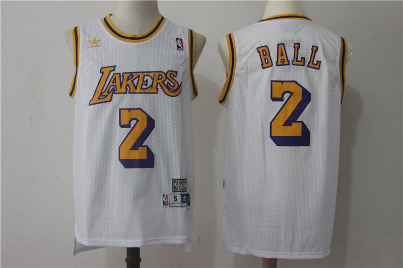 Lakers 2 Lonzo Ball White Hardwood Classics Jersey