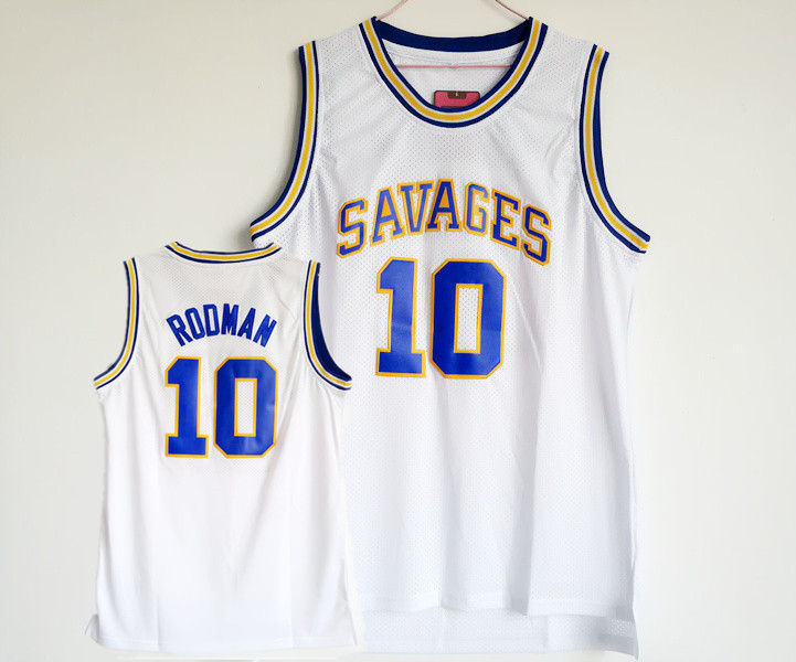 Oklahoma Savages 10 Dennis Rodman White College Basketball Mesh Jersey