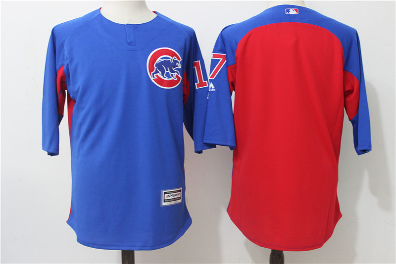 Cubs 17 Kris Bryant Blue/Red Authentic Collection On Field 3/4 Sleeve Batting Practice Jersey