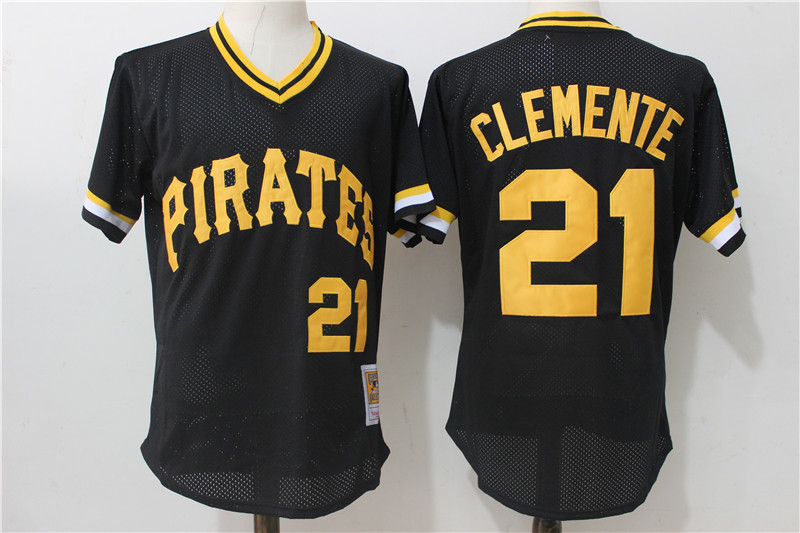 Pirates 21 Roberto Clemente Black Cooperstown Collection Mesh Batting Practice Jersey
