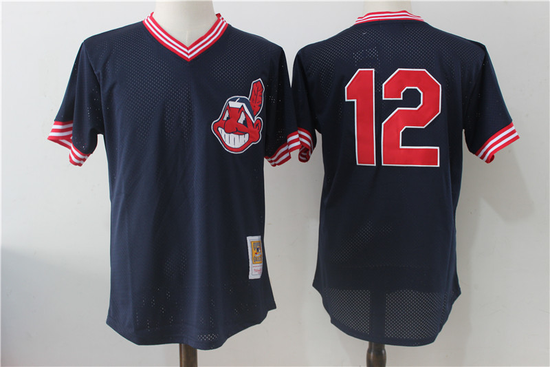 Indians 12 Francisco Lindor Navy Cooperstown Collection Mesh Batting Practice Jersey