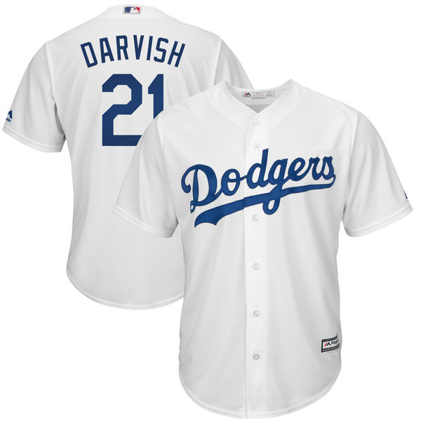 Dodgers 21 Yu Darvish White Cool Base Jersey