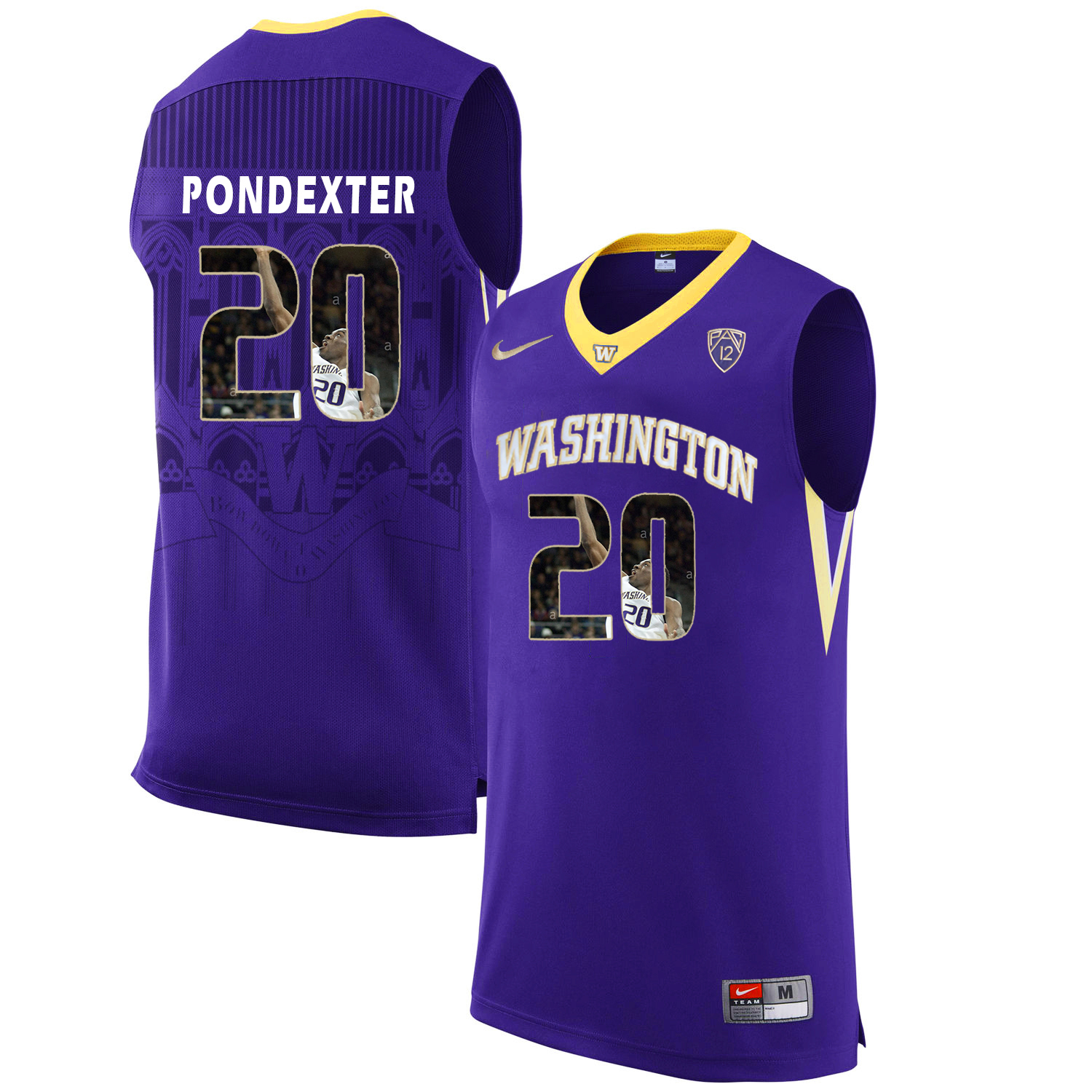 Washington Huskies 20 Quincy Pondexter Purple With Portait College Basketball Jersey