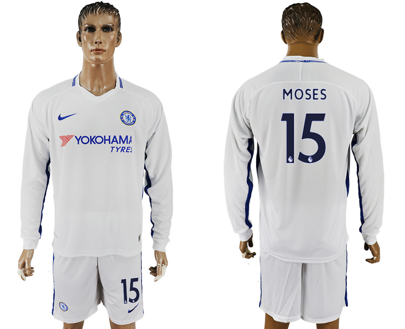 2017-18 Chelsea 15 MOSES Away Long Sleeve Soccer Jersey