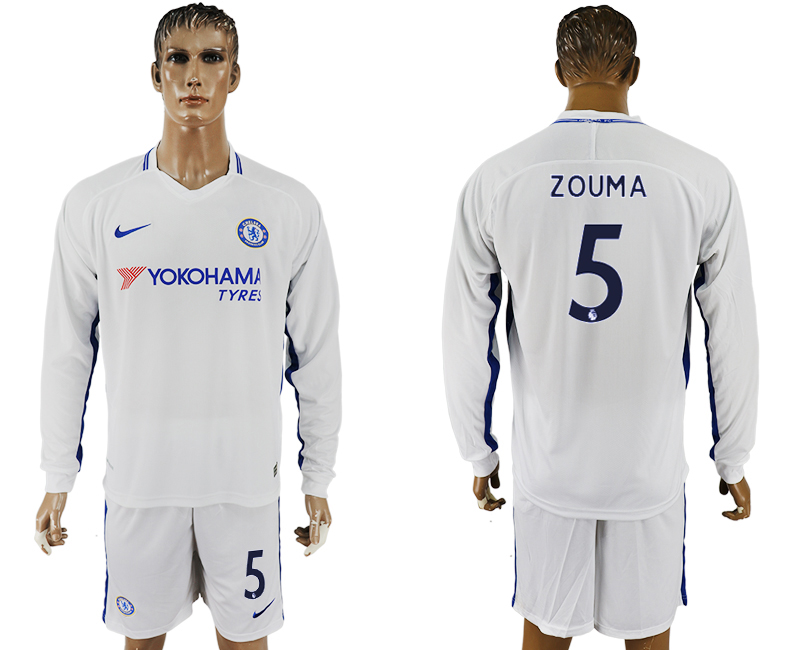 2017-18 Chelsea 5 ZOUMA Away Long Sleeve Soccer Jersey