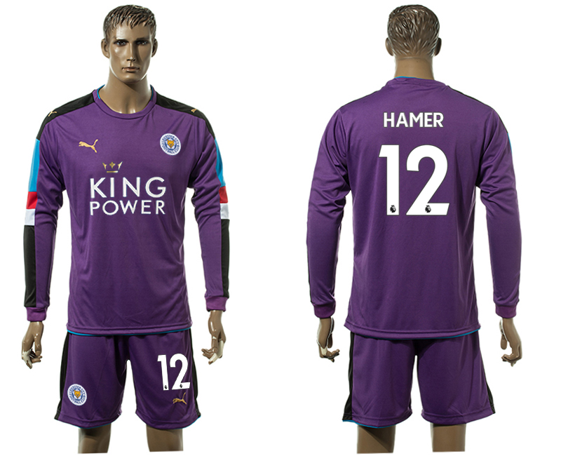 2017-18 Leicester City 12 HAMER Purple Long Sleeve Goalkeeper Soccer Jersey
