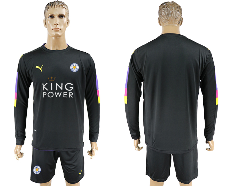 2017-18 Leicester City Black Long Sleeve Goalkeeper Soccer Jersey