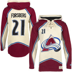 Avalanche 21 Peter Forsberg Cream All Stitched Hooded Sweatshirt