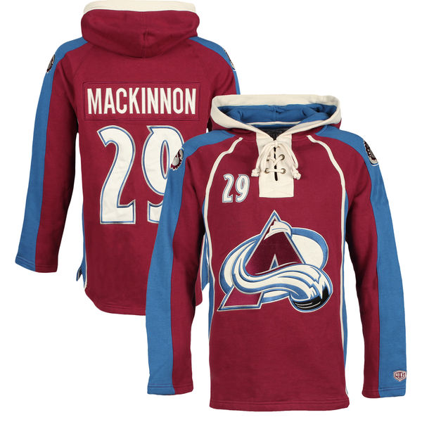 Avalanche 29 Nathan Mackinnon Red All Stitched Hooded Sweatshirt