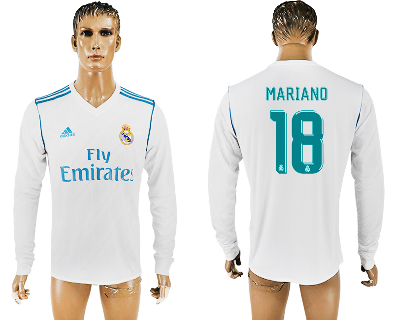 2017-18 Real Madrid 18 MARIANO Home Long Sleeve Thailand Soccer Jersey