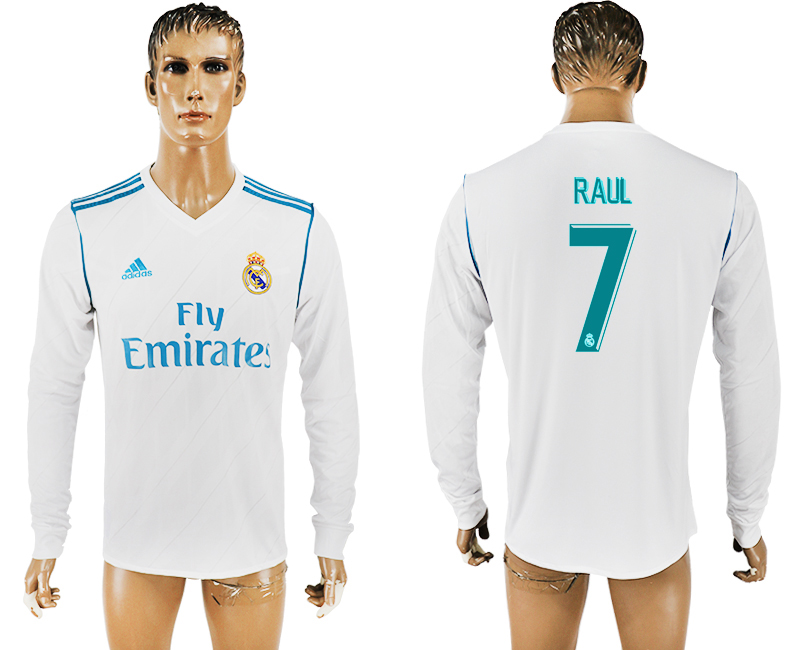 2017-18 Real Madrid 7 RAUL Home Long Sleeve Thailand Soccer Jersey