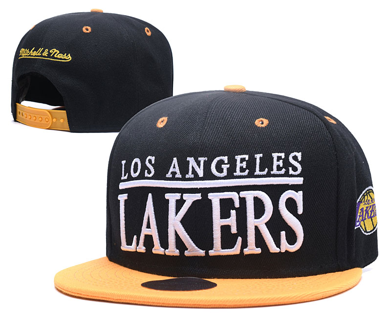 Lakers Team Logo Black Snapback Adjustable Hat GS