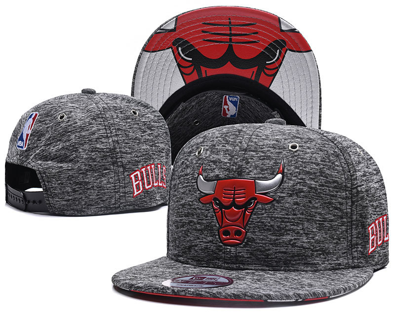 Bulls Team Logo Gray Snapback Adjustable Hat YD