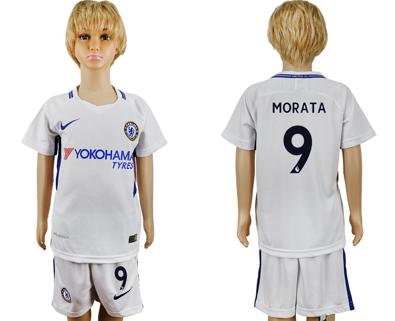 2017-18 Chelsea 9 MORATA Away Youth Soccer Jersey