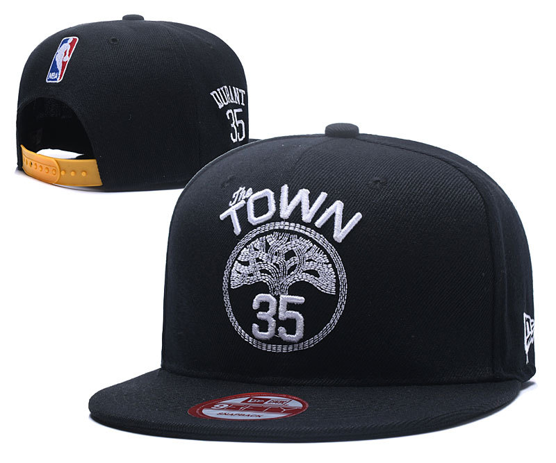 Warriors 35 Kevin Durant Black City Edition Adjustable Hat YD