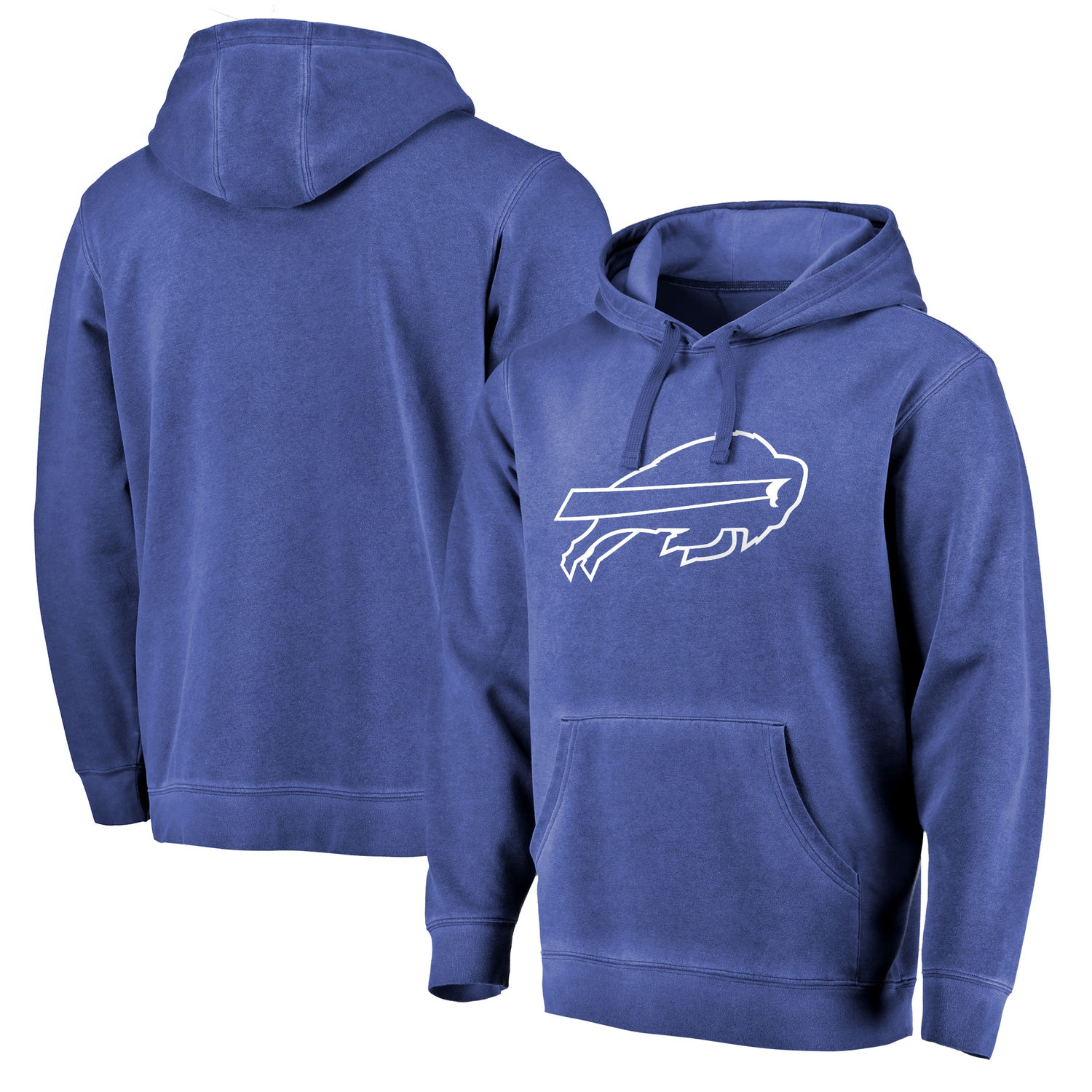 Men's Buffalo Bills NFL Pro Line by Fanatics Branded Royal White Logo Shadow Washed Pullover Hoodie