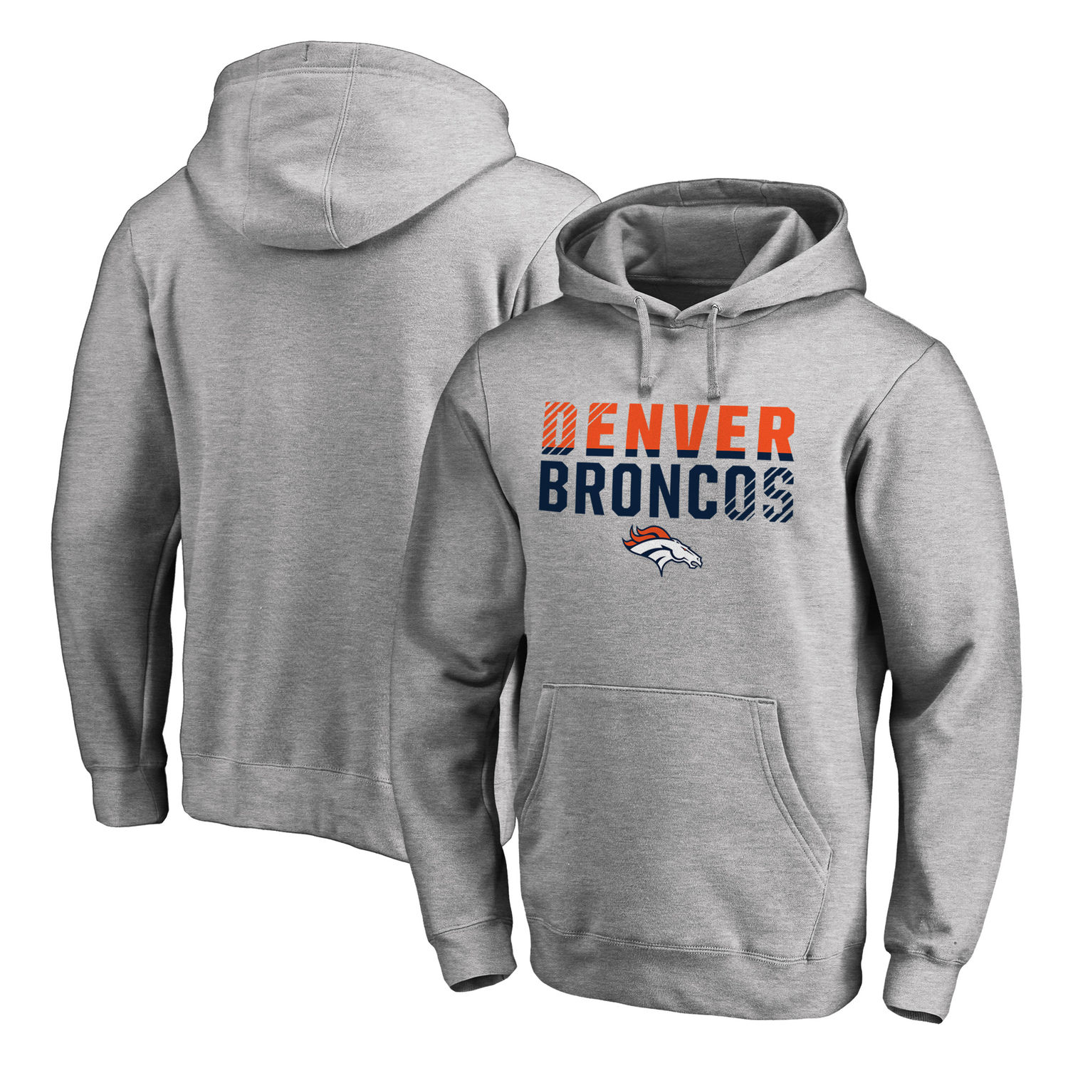 Men's Denver Broncos NFL Pro Line by Fanatics Branded Ash Iconic Collection Fade Out Pullover Hoodie