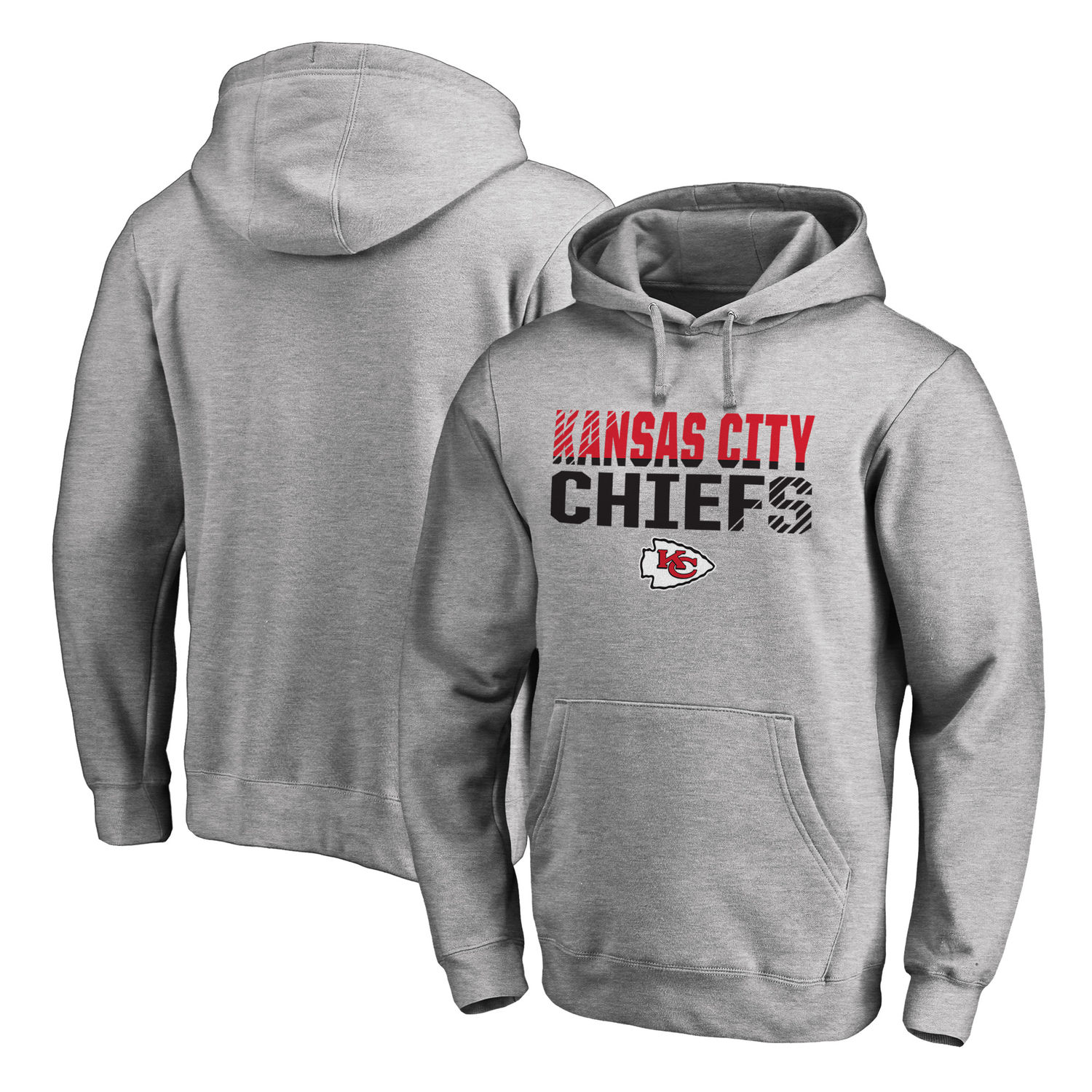 Men's Kansas City Chiefs NFL Pro Line by Fanatics Branded Ash Iconic Collection Fade Out Pullover Hoodie