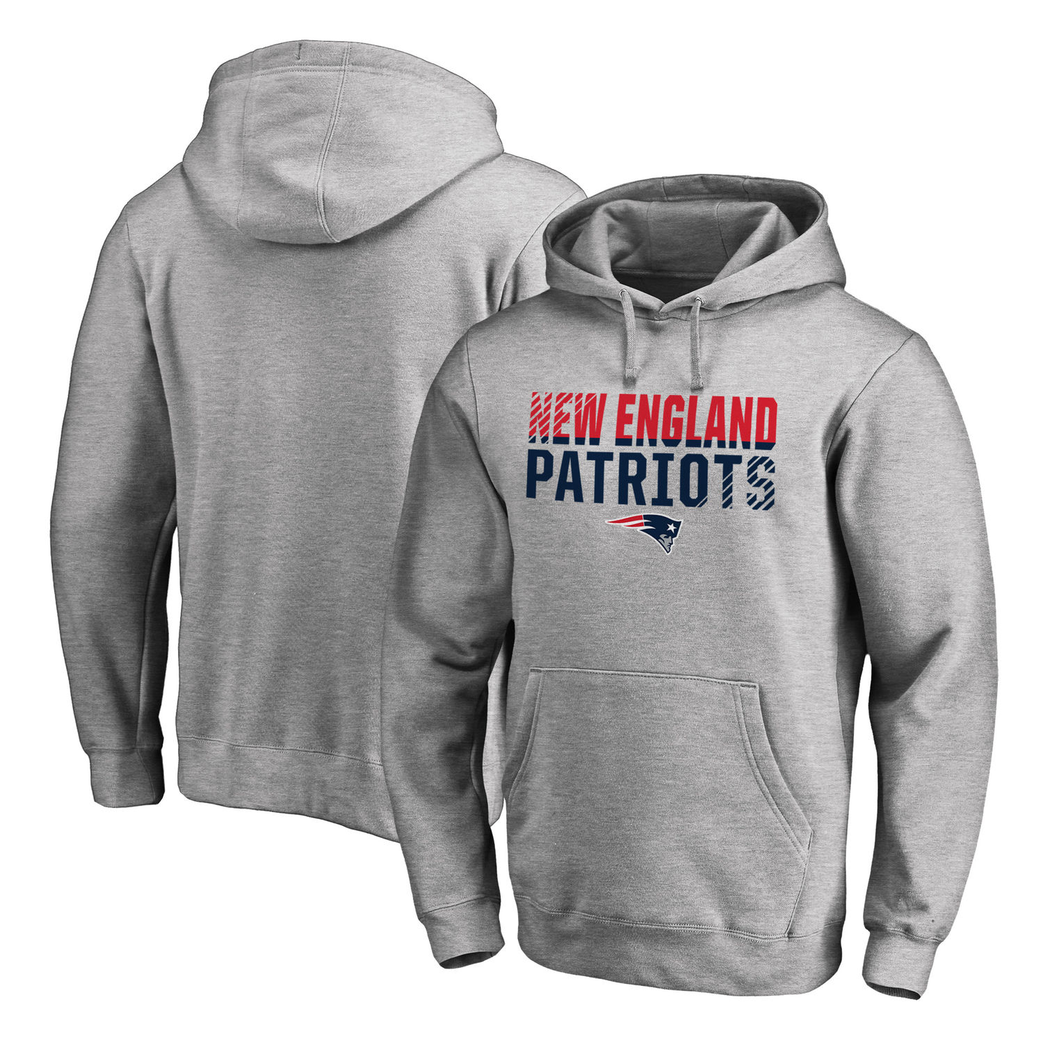 Men's New England Patriots NFL Pro Line by Fanatics Branded Ash Iconic Collection Fade Out Pullover Hoodie