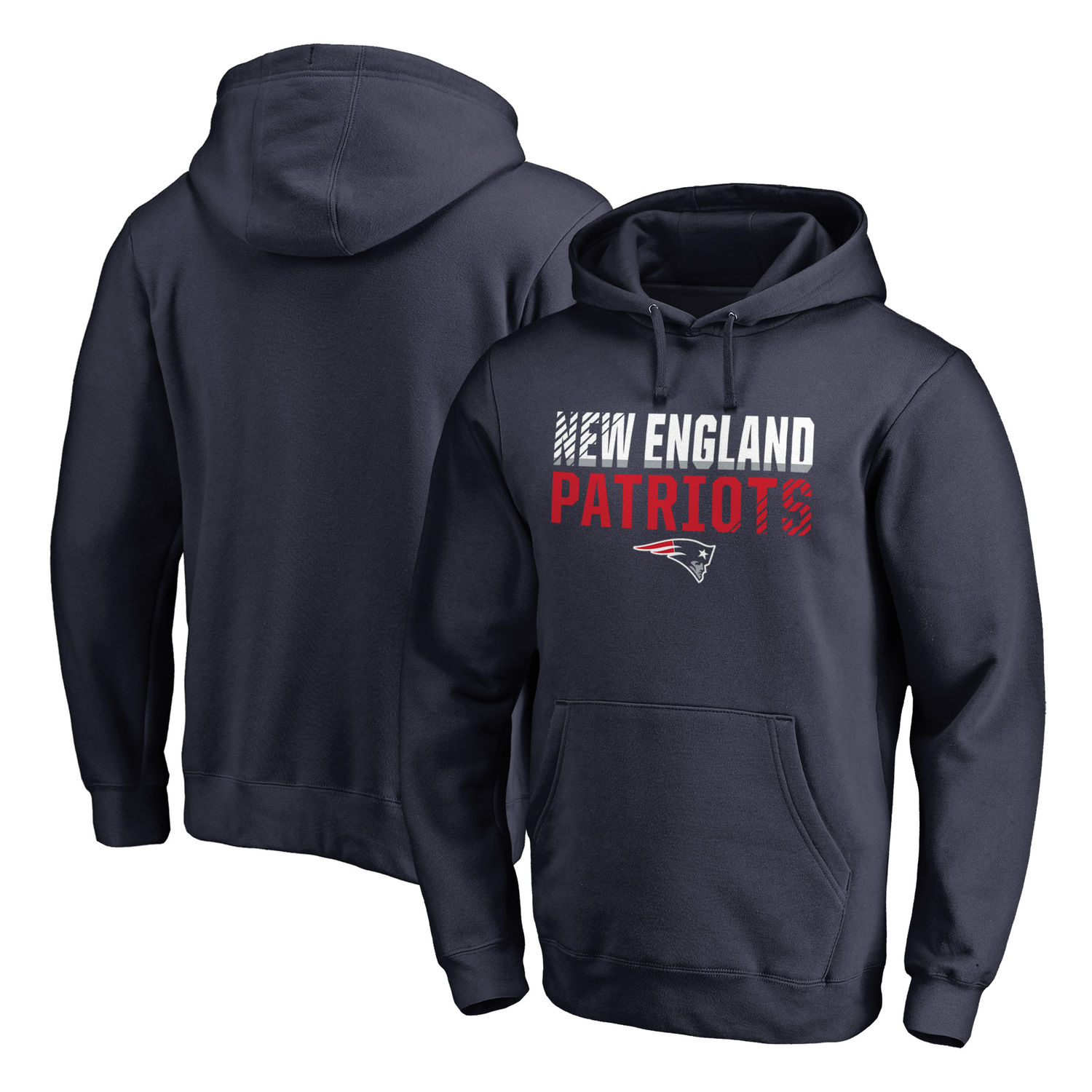 Men's New England Patriots NFL Pro Line by Fanatics Branded Navy Iconic Collection Fade Out Pullover Hoodie